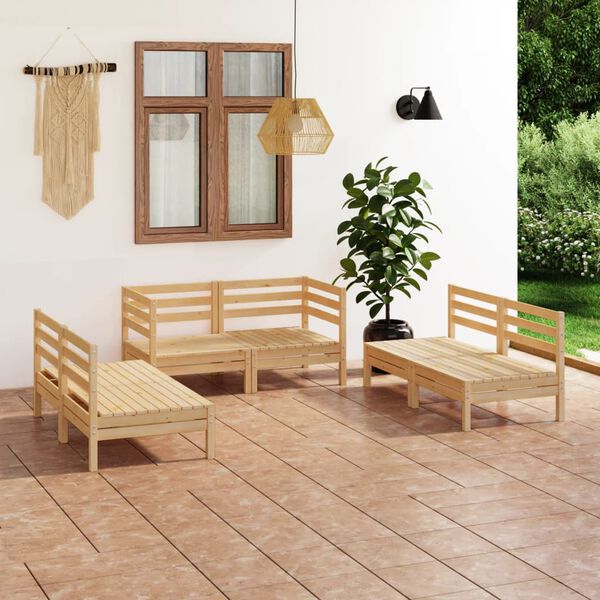 vidaXL Salon de jardin 6 pcs Bois de pin massif
