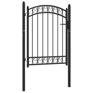 vidaXL Portail de cl&ocirc;ture EMMEN avec partie sup&eacute;rieure cintr&eacute;e, acier 100&nbsp;x&nbsp;98,5&nbsp;cm, noir