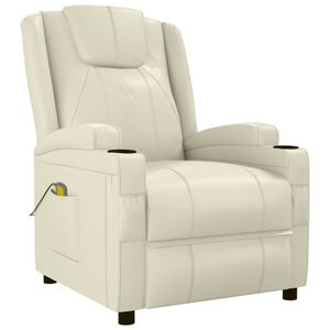 vidaXL Fauteuil de massage blanc cr&egrave;me similicuir