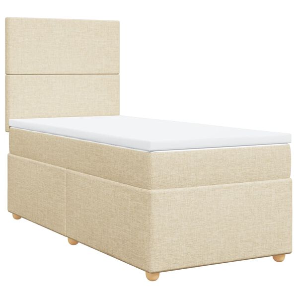 vidaXL Sommier &agrave; lattes de lit avec matelas Cr&egrave;me 90x200 cm Tissu