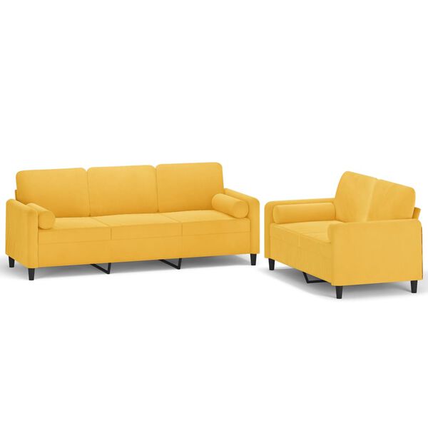 vidaXL Ensemble de canap&eacute;s 2 pcs coussins d&eacute;coratifs et coussins Jaune