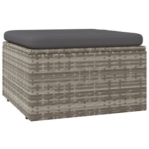 vidaXL Repose-pied de jardin et coussin Gris 55x55x30cm R&eacute;sine tress&eacute;e