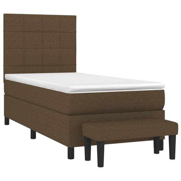 vidaXL Sommier &agrave; lattes de lit avec matelas Marron fonc&eacute; 90x200 cm