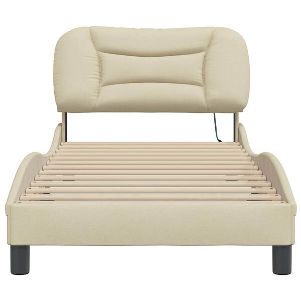vidaXL Cadre de lit sans matelas Hvar cr&egrave;me 90x190 cm tissu