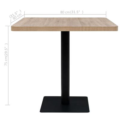 vidaXL Table de bistro MDF et acier Carré 80x80x75 cm Couleur de chêne