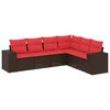 vidaXL Ensemble de canap&eacute; de jardin 6 pcs avec coussins marron r&eacute;sine tress&eacute;e