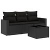 vidaXL Salon de jardin 4 pcs avec coussins noir r&eacute;sine tress&eacute;e
