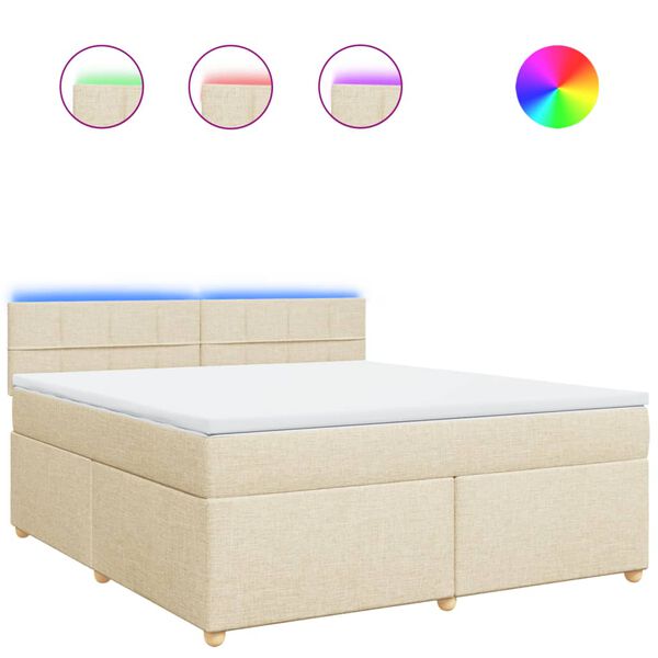 vidaXL Sommier &agrave; lattes de lit avec matelas Cr&egrave;me 180x200 cm Tissu