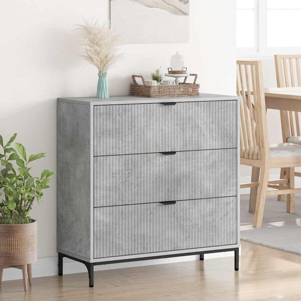 vidaXL Buffet Gris b&eacute;ton 79,5 x 33 x 82 cm Bois d'ing&eacute;nierie