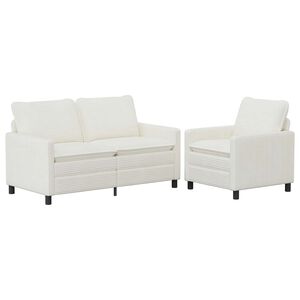 vidaXL Ensemble de Canap&eacute;s 2 pc Cr&egrave;me Polyester