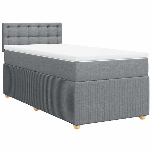 vidaXL Sommier &agrave; lattes de lit avec matelas Gris clair 90x200 cm Tissu
