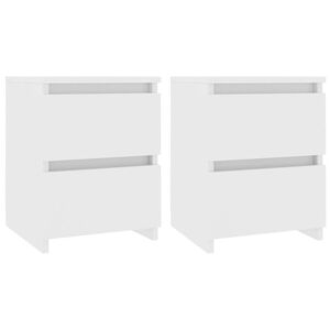 vidaXL Tables de chevet 2 pcs Blanc 30x30x40 cm Bois d'ing&eacute;nierie