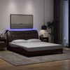 vidaXL Cadre de lit avec LED sans matelas Hvar marron fonc&eacute; 160x200cm tissu