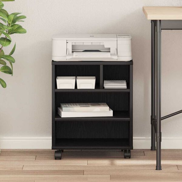 vidaXL Support d'imprimante avec stockage Ch&ecirc;ne noir 41 x 32 x 48 cm