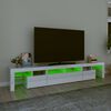 vidaXL Meuble TV avec lumi&egrave;res LED Blanc brillant 230x36,5x40 cm