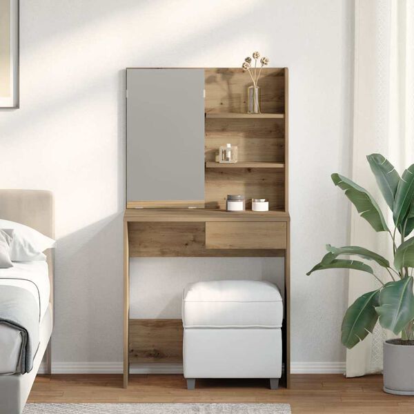 vidaXL Coiffeuse avec miroir ch&ecirc;ne artisanal 74,5x40x141 cm