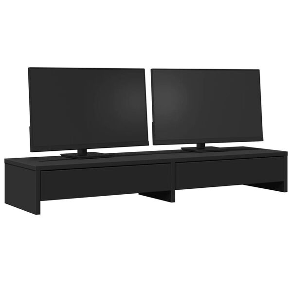 vidaXL Support de moniteur avec tiroirs noir bois d'ingénierie