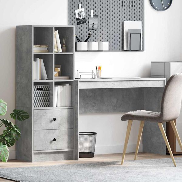 vidaXL Bureau avec tiroir 2 pcs Gris béton