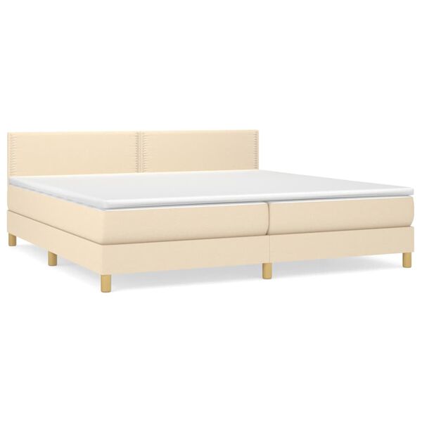 vidaXL Sommier &agrave; lattes de lit avec matelas Cr&egrave;me 200x200 cm Tissu