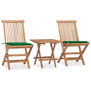 vidaXL Ensemble &agrave; manger d'ext&eacute;rieur pliable avec coussin 3 pcs Teck
