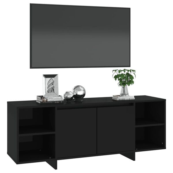 vidaXL Meuble TV Noir 130x35x50 cm Bois d'ing&eacute;nierie