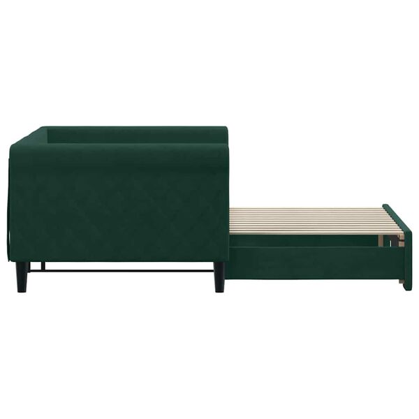 vidaXL Lit de jour avec gigogne sans matelas vert fonc&eacute; 90x200 cm