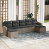 vidaXL Salon de jardin avec coussins 7 pcs gris r&eacute;sine tress&eacute;e