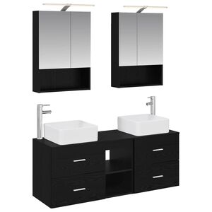 vidaXL Ensemble de mobilier de salle de bain 5 pcs Ch&ecirc;ne noir