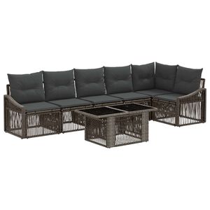 vidaXL Ensemble de canap&eacute; de jardin 7 pc Gris et Gris fonc&eacute; polyrotin