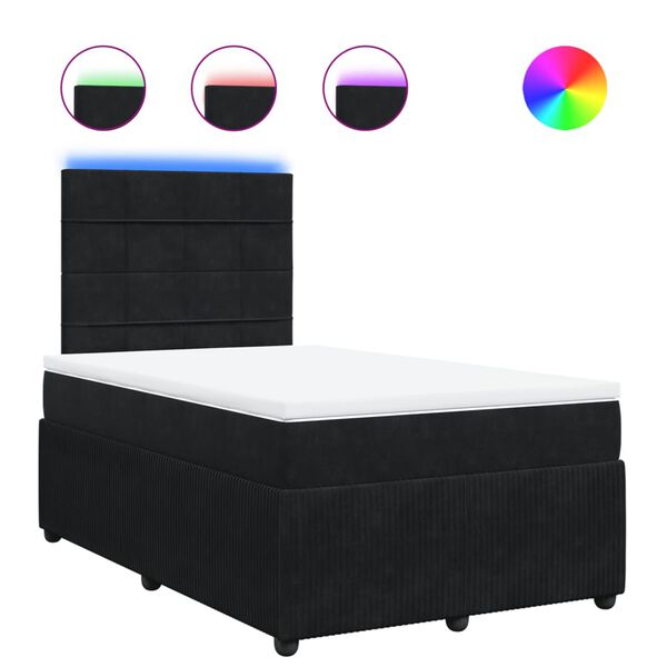 vidaXL Sommier &agrave; lattes de lit avec matelas noir 120x190 cm velours