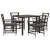 vidaXL Ensemble de repas ext&eacute;rieur 5 pc Noir polyrotin