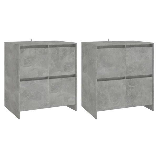 vidaXL Buffets 2 pcs Gris b&eacute;ton 70x41x75 cm Bois d'ing&eacute;nierie