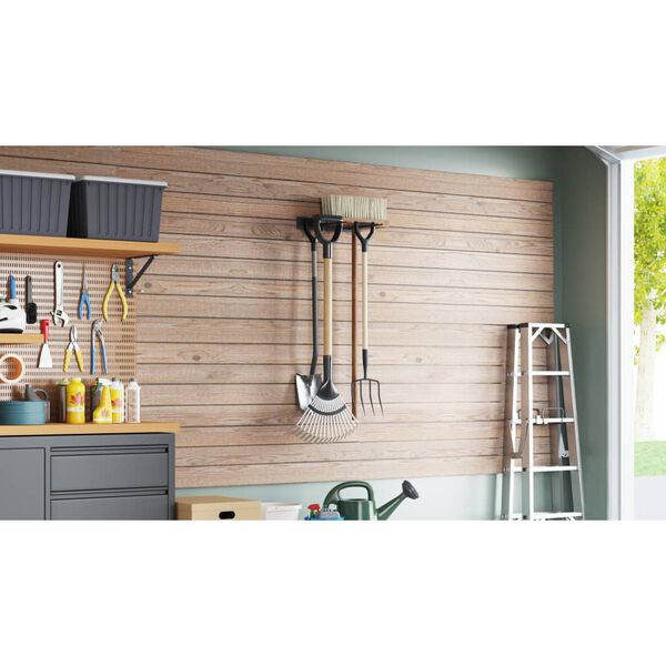 3 Porte-outils Muraux Relaxdays - En Acier, Charge Max 25 Kg Chacun - Avec Capuchons Protecteurs - Noir