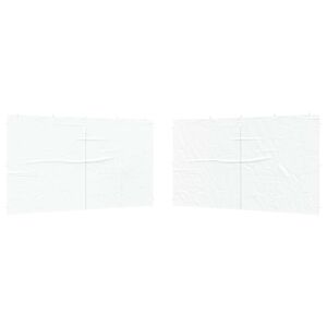 vidaXL Mur de tente de f&ecirc;te 2 pi&egrave;ces 400 x 195 cm Blanc PE et acier