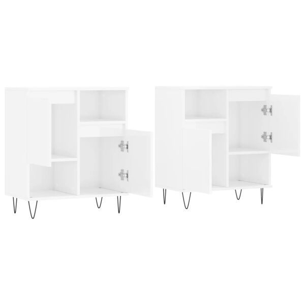 vidaXL Buffets 2 pcs blanc brillant bois d'ing&eacute;nierie