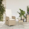 vidaXL Chaise inclinable de jardin avec coussins beige r&eacute;sine tress&eacute;e