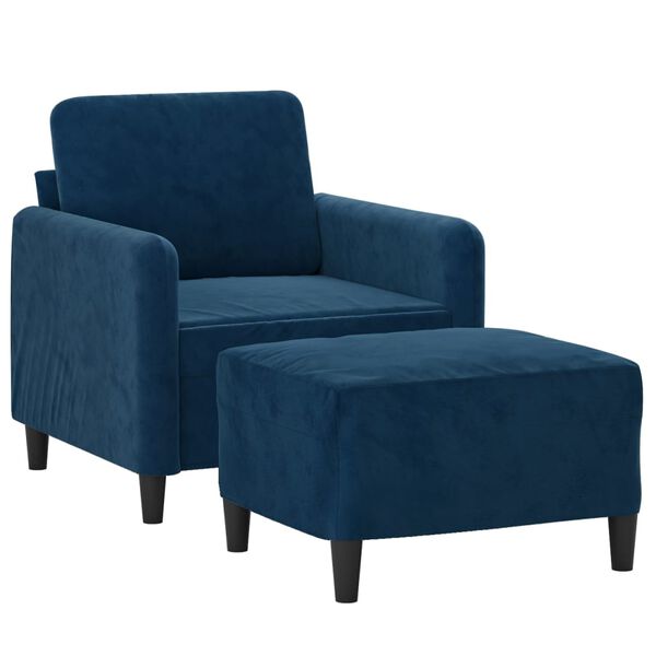 vidaXL Fauteuil avec repose-pied Bleu 60 cm Velours