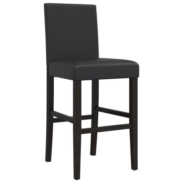 vidaXL Chaises de bar lot de 2 bois massif d'h&eacute;v&eacute;a et similicuir
