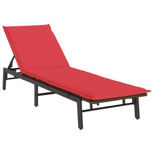 vidaXL Chaise longue avec coussin marron r&eacute;sine tress&eacute;e
