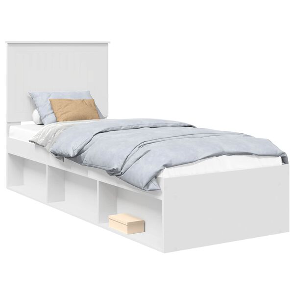 vidaXL Cadre de lit Blanc 75 x 190 cm Bois de pin massif