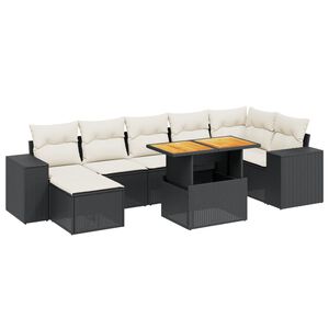 vidaXL Salon de jardin 8 pcs avec coussins noir r&eacute;sine tress&eacute;e