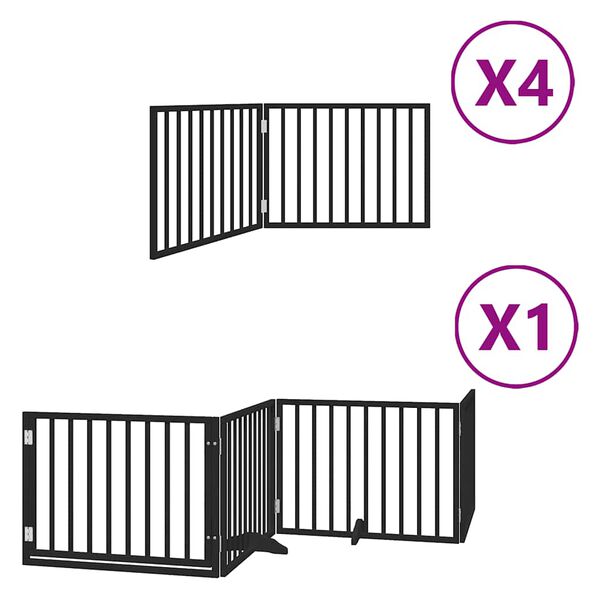 vidaXL Barri&egrave;re pour chien porte pliable 12panneaux noir bois peuplier