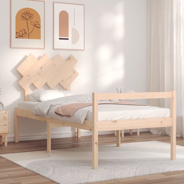 vidaXL Lit pour personne &acirc;g&eacute;e et t&ecirc;te de lit 90x200 cm bois massif