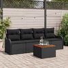 vidaXL Ensemble de canap&eacute; de jardin avec coussin 5 pcs Noir polyrotin