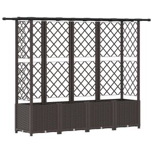 vidaXL Lit &Eacute;lev&eacute; avec Treillis et Toit Marron 203 x 40 x 138 cm PP