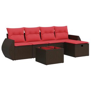 vidaXL Salon de jardin avec coussins 6 pcs marron r&eacute;sine tress&eacute;e