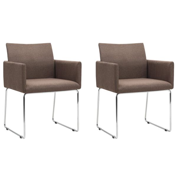 vidaXL Chaises &agrave; manger lot de 2 marron tissu