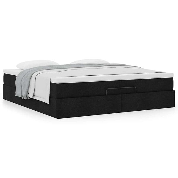 VidaXL Cadre de lit ottoman avec matelas noir 200x200cm tissu