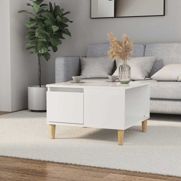 vidaXL Table basse blanc brillant 55x55x36,5 cm bois d'ing&eacute;nierie