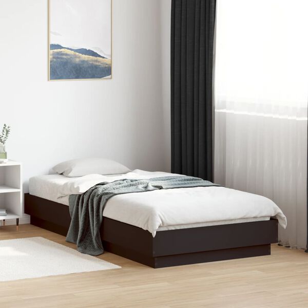 vidaXL Cadre de lit sans matelas noir 75x190 cm bois ing&eacute;nierie
